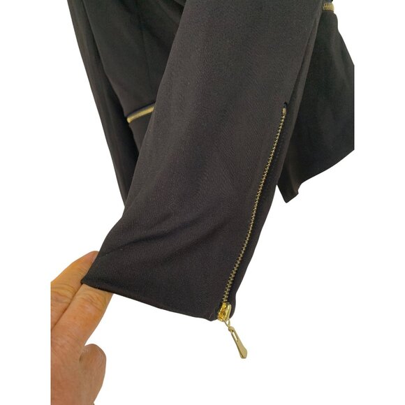 Forever21 Black Fitted Blazer Jacket M Zip Away Hem Crop RY10373 - Picture 4 of 9